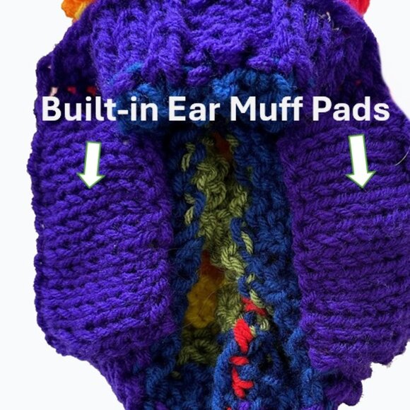 Gay Pride, LGBT Knit Ponytail Hat or Messy Bun Hat, Hair Sleeve and Earmuff Pads - Picture 5 of 5